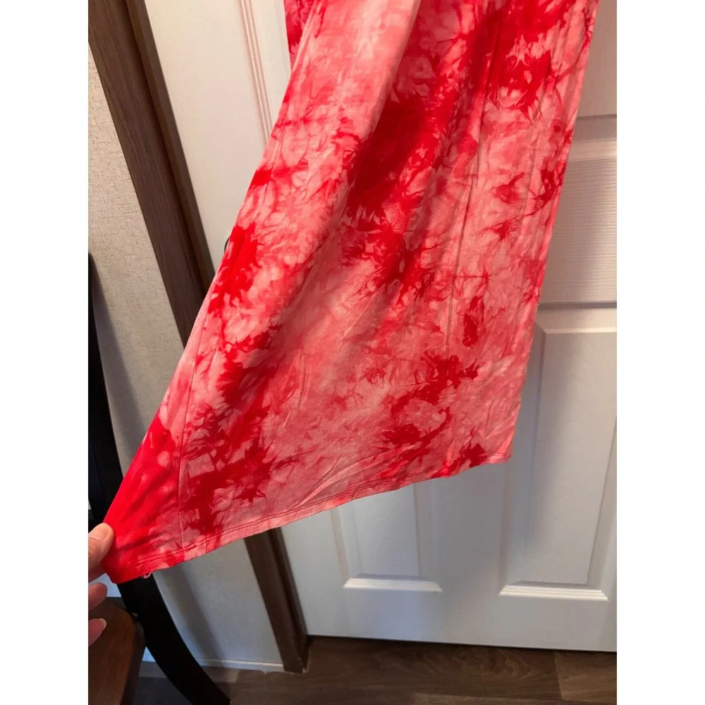 Johnny M Pink Tie Dye Wide Leg Palazzo Pants High Waist Red Medium NEW